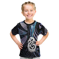 New Zealand Aotearoa Kid T Shirt Maori Hei Manaia Purple Paua Shell DT04 Purple - Polynesian Pride