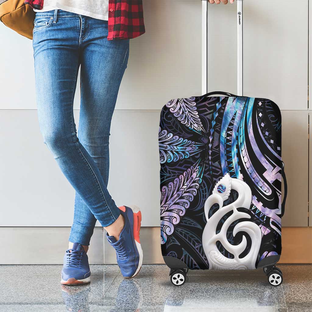 New Zealand Aotearoa Luggage Cover Maori Hei Manaia Purple Paua Shell DT04 - Polynesian Pride