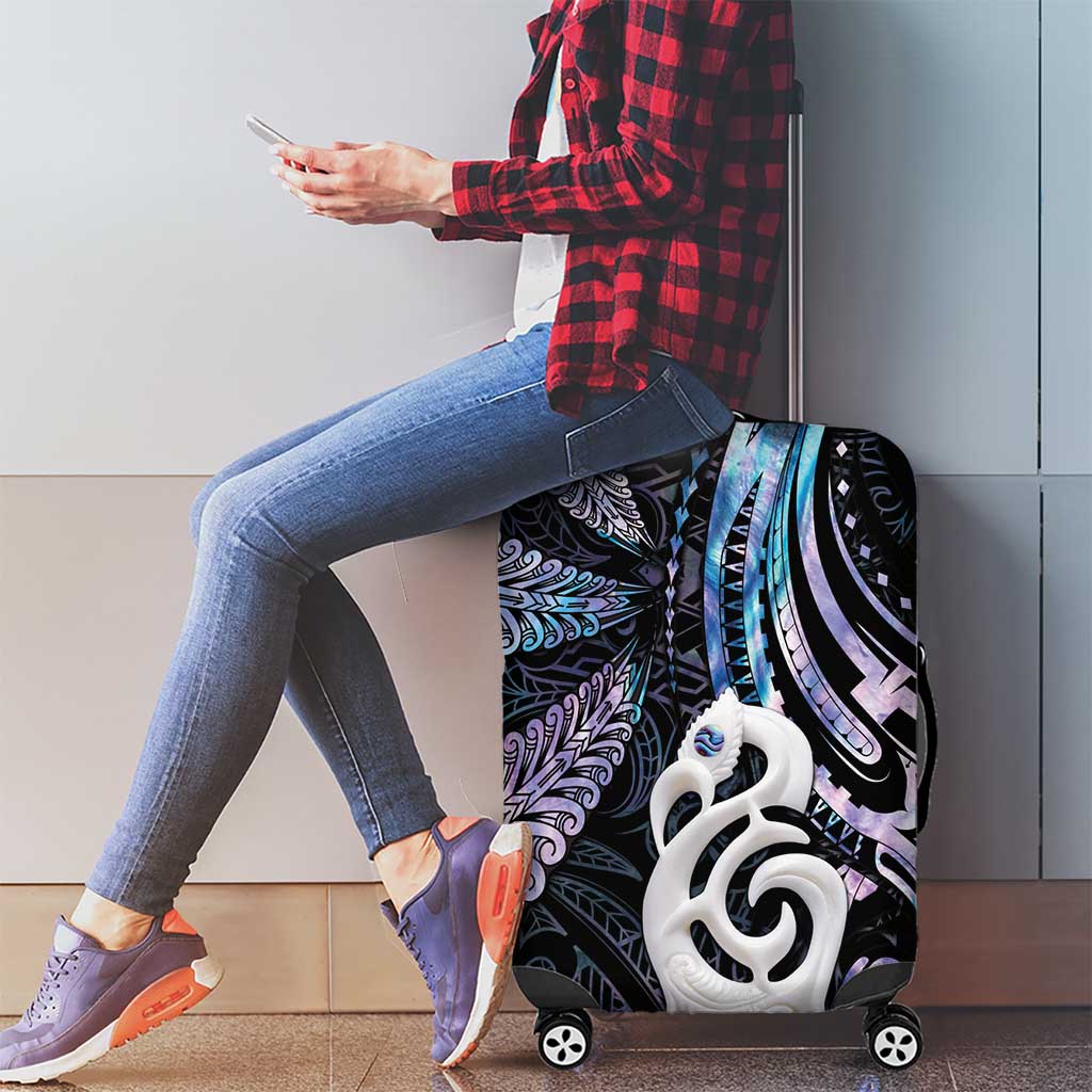 New Zealand Aotearoa Luggage Cover Maori Hei Manaia Purple Paua Shell DT04 - Polynesian Pride