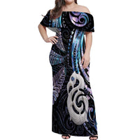 New Zealand Aotearoa Off Shoulder Maxi Dress Maori Hei Manaia Purple Paua Shell DT04 Women Purple - Polynesian Pride
