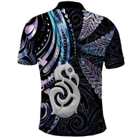 New Zealand Aotearoa Polo Shirt Maori Hei Manaia Purple Paua Shell DT04 - Polynesian Pride