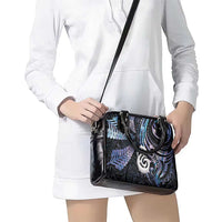 New Zealand Aotearoa Shoulder Handbag Maori Hei Manaia Purple Paua Shell