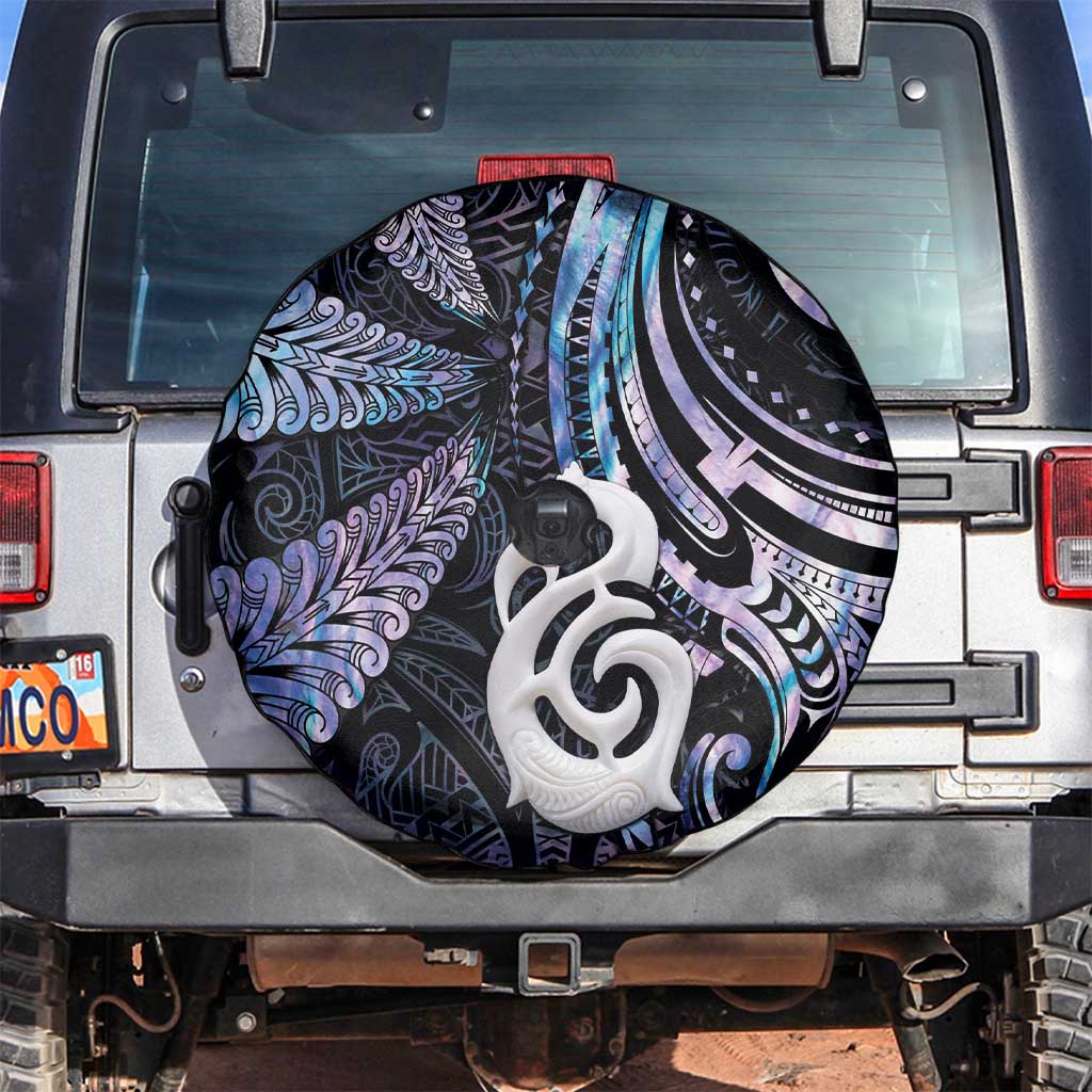 New Zealand Aotearoa Spare Tire Cover Maori Hei Manaia Purple Paua Shell DT04 Purple - Polynesian Pride