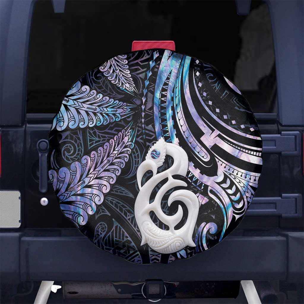 New Zealand Aotearoa Spare Tire Cover Maori Hei Manaia Purple Paua Shell DT04 No hole Purple - Polynesian Pride