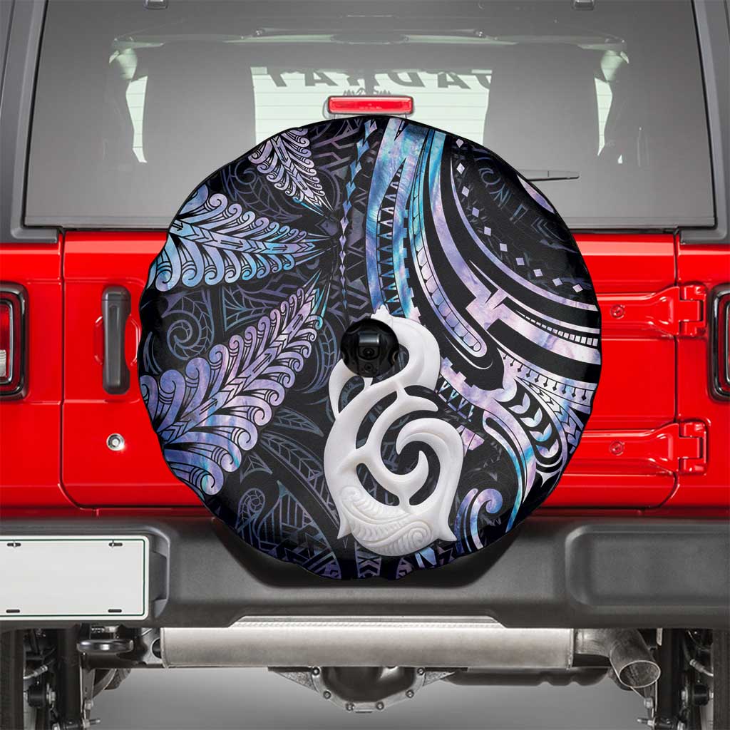 New Zealand Aotearoa Spare Tire Cover Maori Hei Manaia Purple Paua Shell DT04 - Polynesian Pride