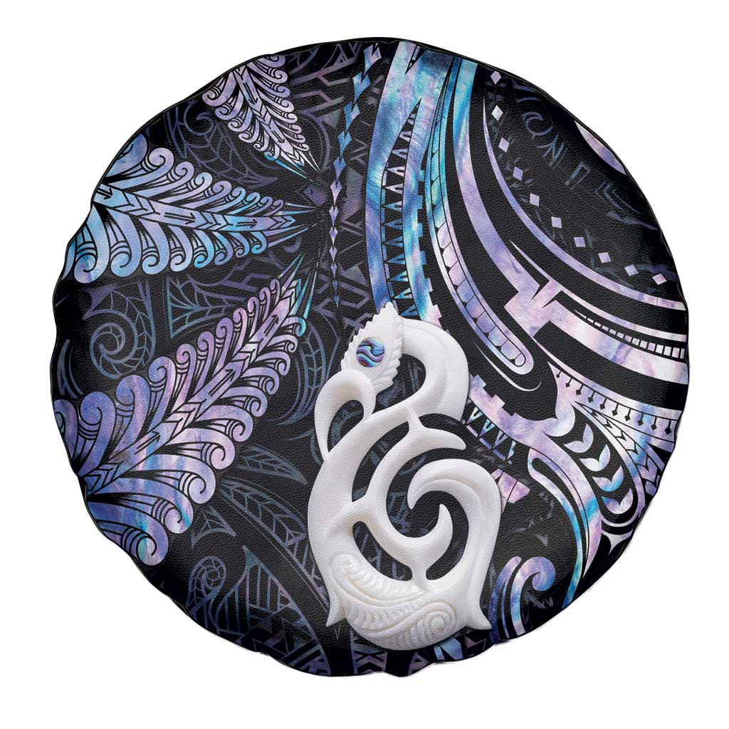 New Zealand Aotearoa Spare Tire Cover Maori Hei Manaia Purple Paua Shell DT04 - Polynesian Pride