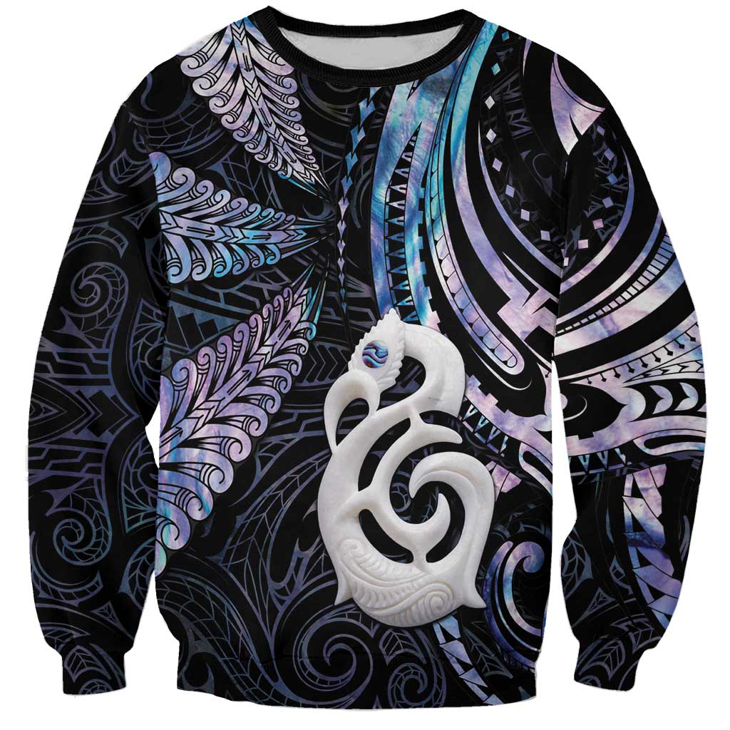 New Zealand Aotearoa Sweatshirt Maori Hei Manaia Purple Paua Shell DT04 Unisex Purple - Polynesian Pride
