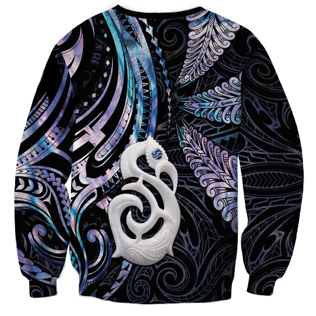 New Zealand Aotearoa Sweatshirt Maori Hei Manaia Purple Paua Shell DT04 - Polynesian Pride