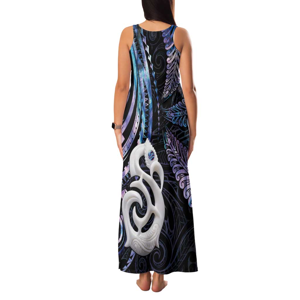 New Zealand Aotearoa Tank Maxi Dress Maori Hei Manaia Purple Paua Shell DT04 - Polynesian Pride