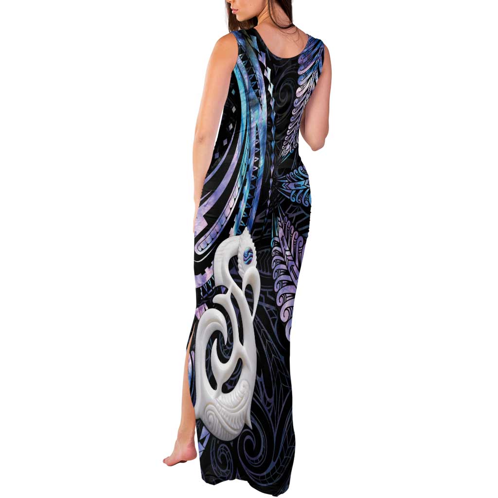 New Zealand Aotearoa Tank Maxi Dress Maori Hei Manaia Purple Paua Shell DT04 - Polynesian Pride