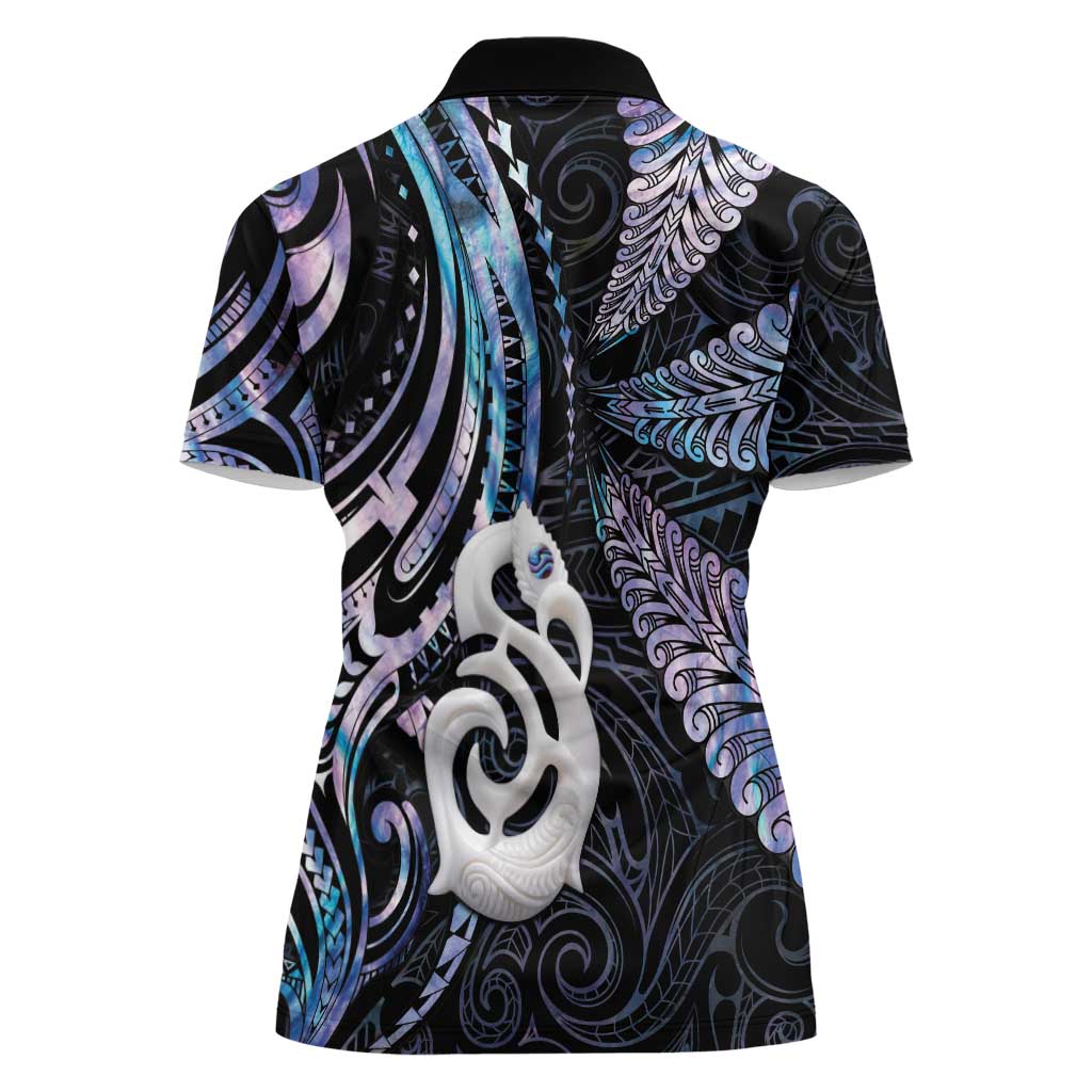 New Zealand Aotearoa Women Polo Shirt Maori Hei Manaia Purple Paua Shell DT04 - Polynesian Pride