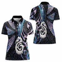 New Zealand Aotearoa Women Polo Shirt Maori Hei Manaia Purple Paua Shell DT04 - Polynesian Pride