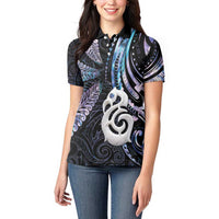 New Zealand Aotearoa Women Polo Shirt Maori Hei Manaia Purple Paua Shell DT04 - Polynesian Pride