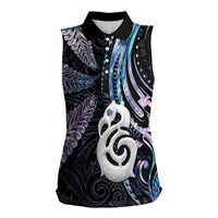 New Zealand Aotearoa Women Sleeveless Polo Shirt Maori Hei Manaia Purple Paua Shell DT04 Female Purple - Polynesian Pride