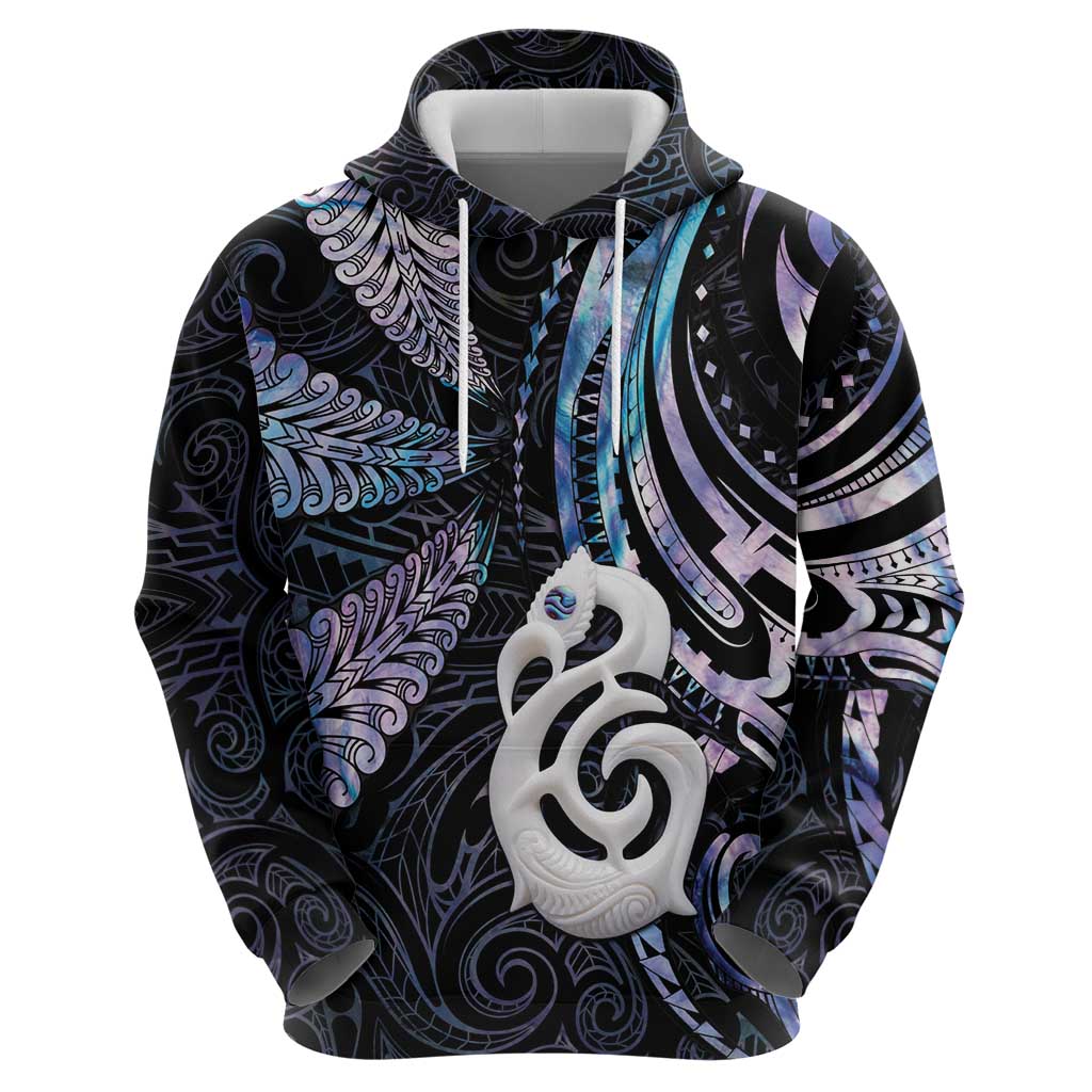 New Zealand Aotearoa Zip Hoodie Maori Hei Manaia Purple Paua Shell DT04 - Polynesian Pride