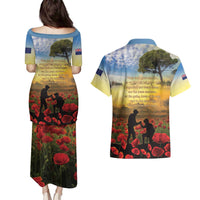 New Zealand ANZAC Day Couples Matching Puletasi and Hawaiian Shirt The Ode Remembrance And Poppy DT04 - Polynesian Pride