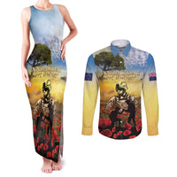 New Zealand ANZAC Day Couples Matching Tank Maxi Dress and Long Sleeve Button Shirt The Ode Remembrance And Poppy DT04 Yellow - Polynesian Pride