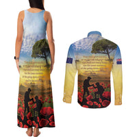 New Zealand ANZAC Day Couples Matching Tank Maxi Dress and Long Sleeve Button Shirt The Ode Remembrance And Poppy DT04 - Polynesian Pride