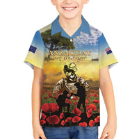 New Zealand ANZAC Day Family Matching Long Sleeve Bodycon Dress and Hawaiian Shirt The Ode Remembrance And Poppy DT04 Son's Shirt Yellow - Polynesian Pride