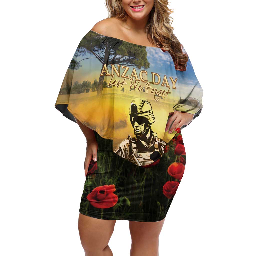 New Zealand ANZAC Day Family Matching Off Shoulder Short Dress and Hawaiian Shirt The Ode Remembrance And Poppy DT04 Mom's Dress Yellow - Polynesian Pride
