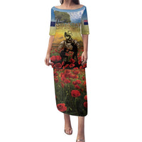 New Zealand ANZAC Day Family Matching Puletasi and Hawaiian Shirt The Ode Remembrance And Poppy DT04 Mom's Dress Yellow - Polynesian Pride