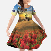 New Zealand ANZAC Day Family Matching Short Sleeve Bodycon Dress and Hawaiian Shirt The Ode Remembrance And Poppy DT04 Daughter's Dress Yellow - Polynesian Pride