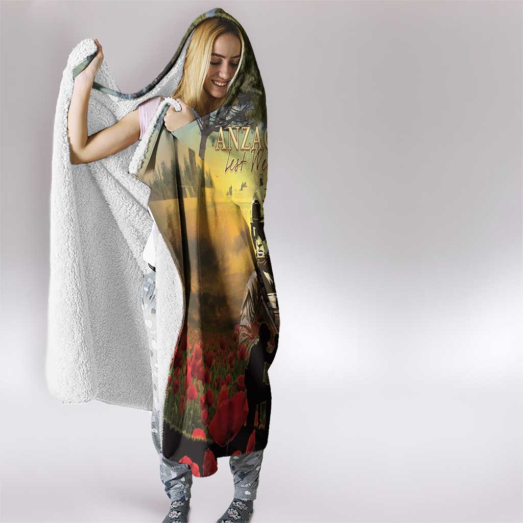 New Zealand ANZAC Day Hooded Blanket The Ode Remembrance And Poppy