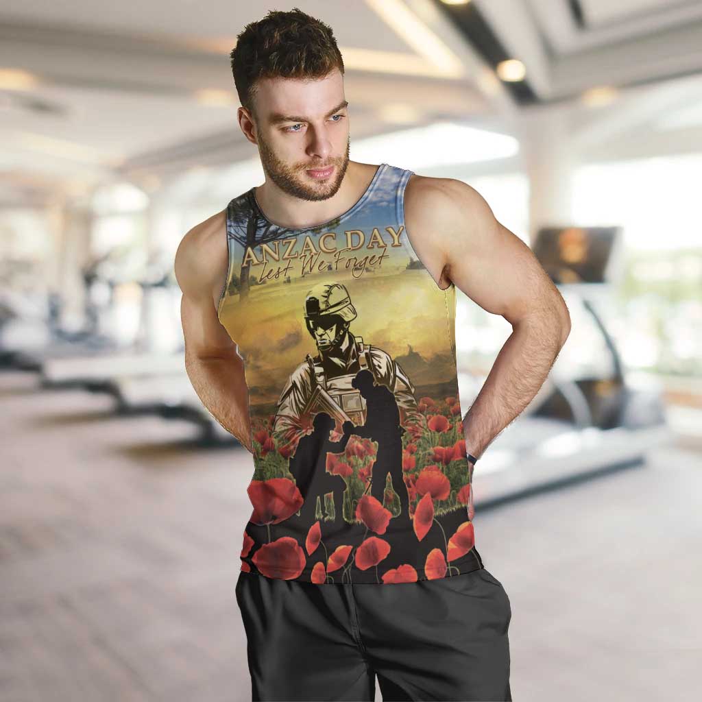 New Zealand ANZAC Day Men Tank Top The Ode Remembrance And Poppy DT04 Yellow - Polynesian Pride