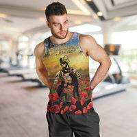 New Zealand ANZAC Day Men Tank Top The Ode Remembrance And Poppy DT04 Yellow - Polynesian Pride