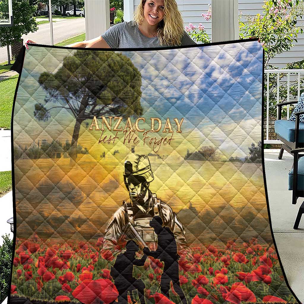 New Zealand ANZAC Day Quilt The Ode Remembrance And Poppy DT04 Yellow - Polynesian Pride