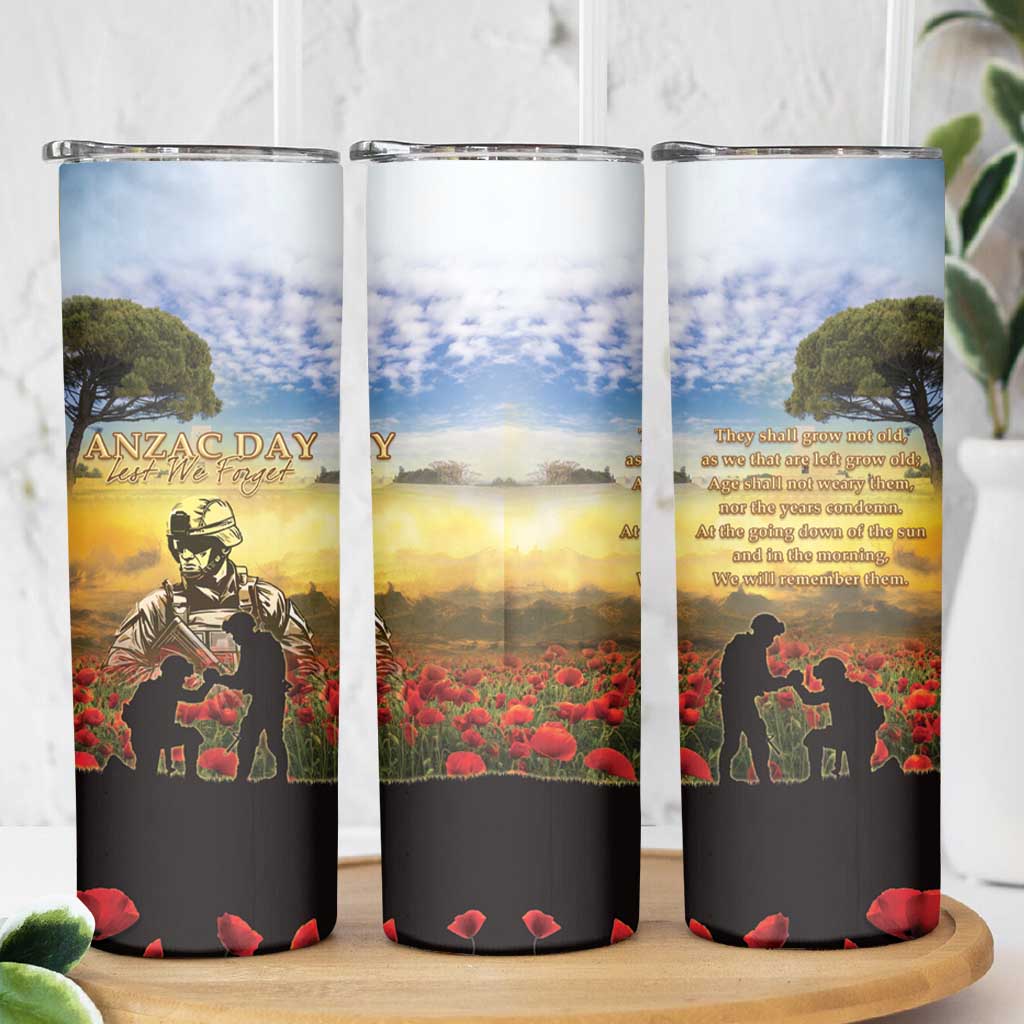 New Zealand ANZAC Day Skinny Tumbler The Ode Remembrance And Poppy DT04 - Polynesian Pride
