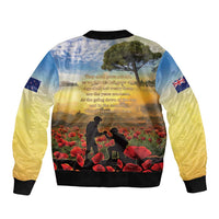 New Zealand ANZAC Day Sleeve Zip Bomber Jacket The Ode Remembrance And Poppy DT04 - Polynesian Pride