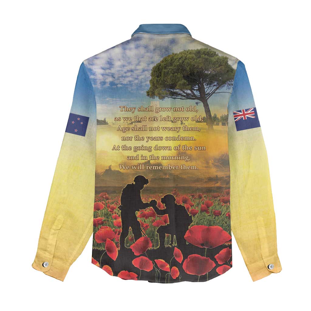 New Zealand ANZAC Day Women Casual Shirt The Ode Remembrance And Poppy