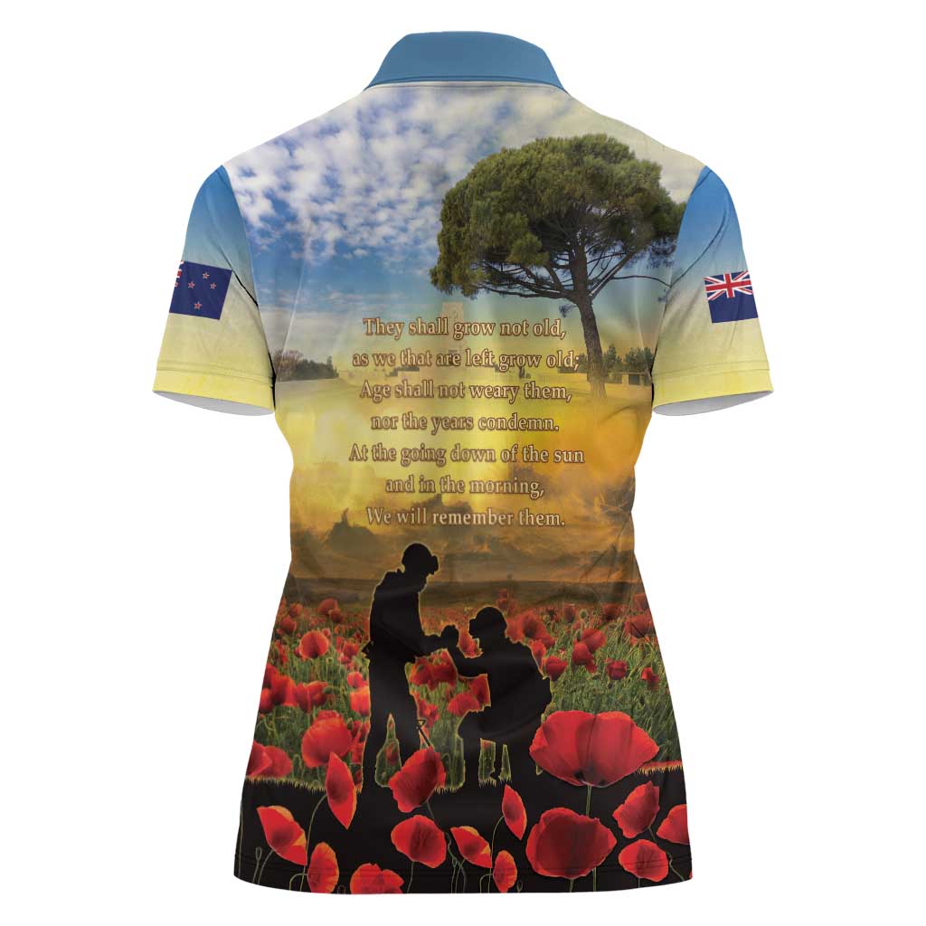 New Zealand ANZAC Day Women Polo Shirt The Ode Remembrance And Poppy DT04 - Polynesian Pride