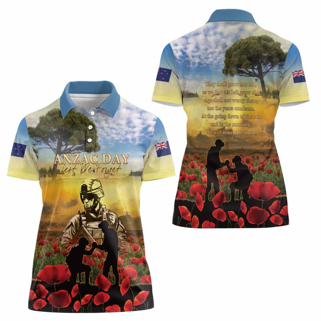 New Zealand ANZAC Day Women Polo Shirt The Ode Remembrance And Poppy DT04 - Polynesian Pride