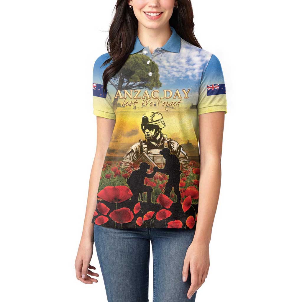 New Zealand ANZAC Day Women Polo Shirt The Ode Remembrance And Poppy DT04 - Polynesian Pride