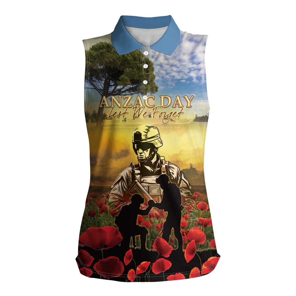 New Zealand ANZAC Day Women Sleeveless Polo Shirt The Ode Remembrance And Poppy DT04 Female Yellow - Polynesian Pride