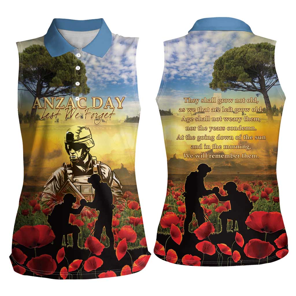 New Zealand ANZAC Day Women Sleeveless Polo Shirt The Ode Remembrance And Poppy DT04 - Polynesian Pride