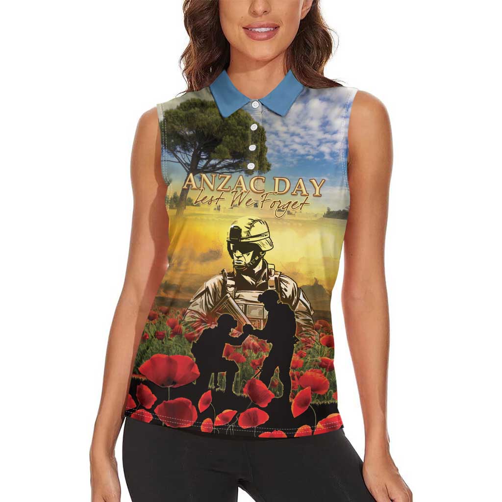New Zealand ANZAC Day Women Sleeveless Polo Shirt The Ode Remembrance And Poppy DT04 - Polynesian Pride