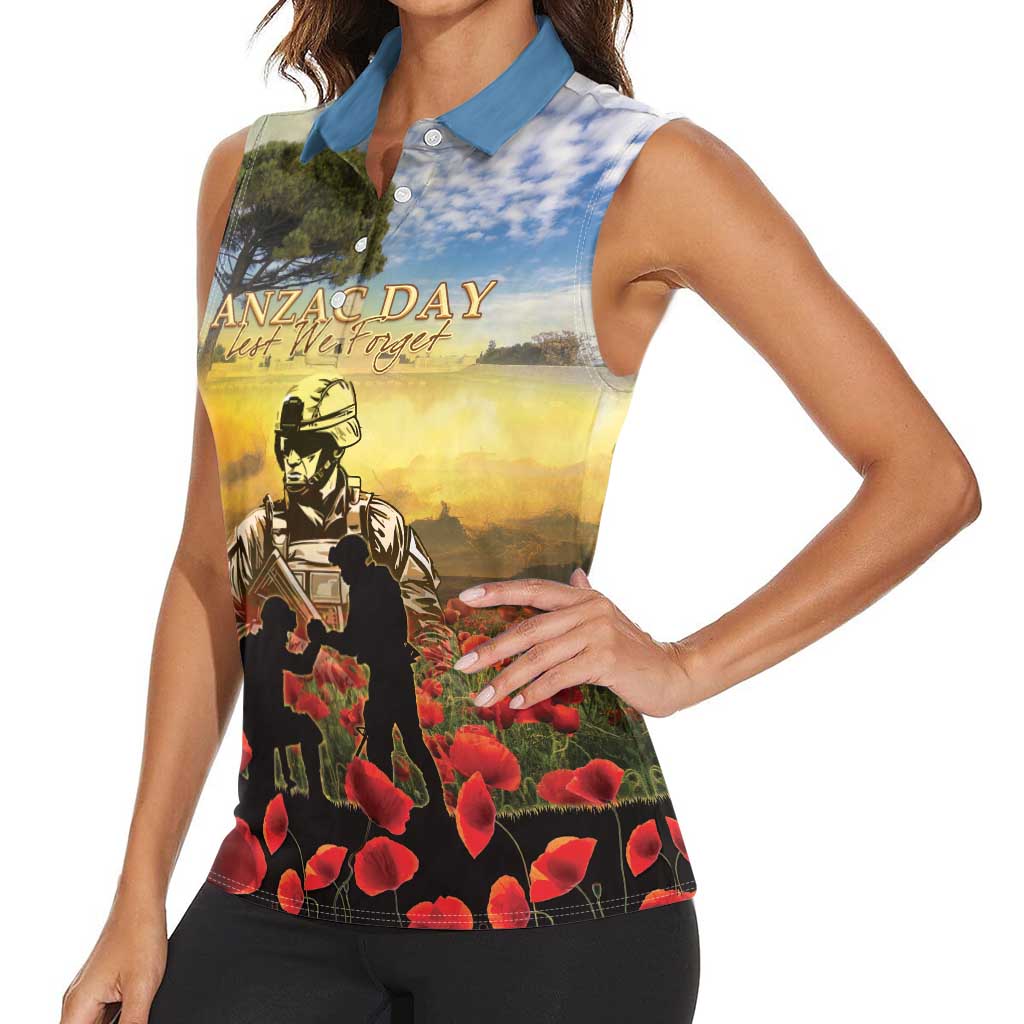 New Zealand ANZAC Day Women Sleeveless Polo Shirt The Ode Remembrance And Poppy DT04 - Polynesian Pride
