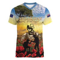New Zealand ANZAC Day Women V-Neck T-Shirt The Ode Remembrance And Poppy DT04 Female Yellow - Polynesian Pride
