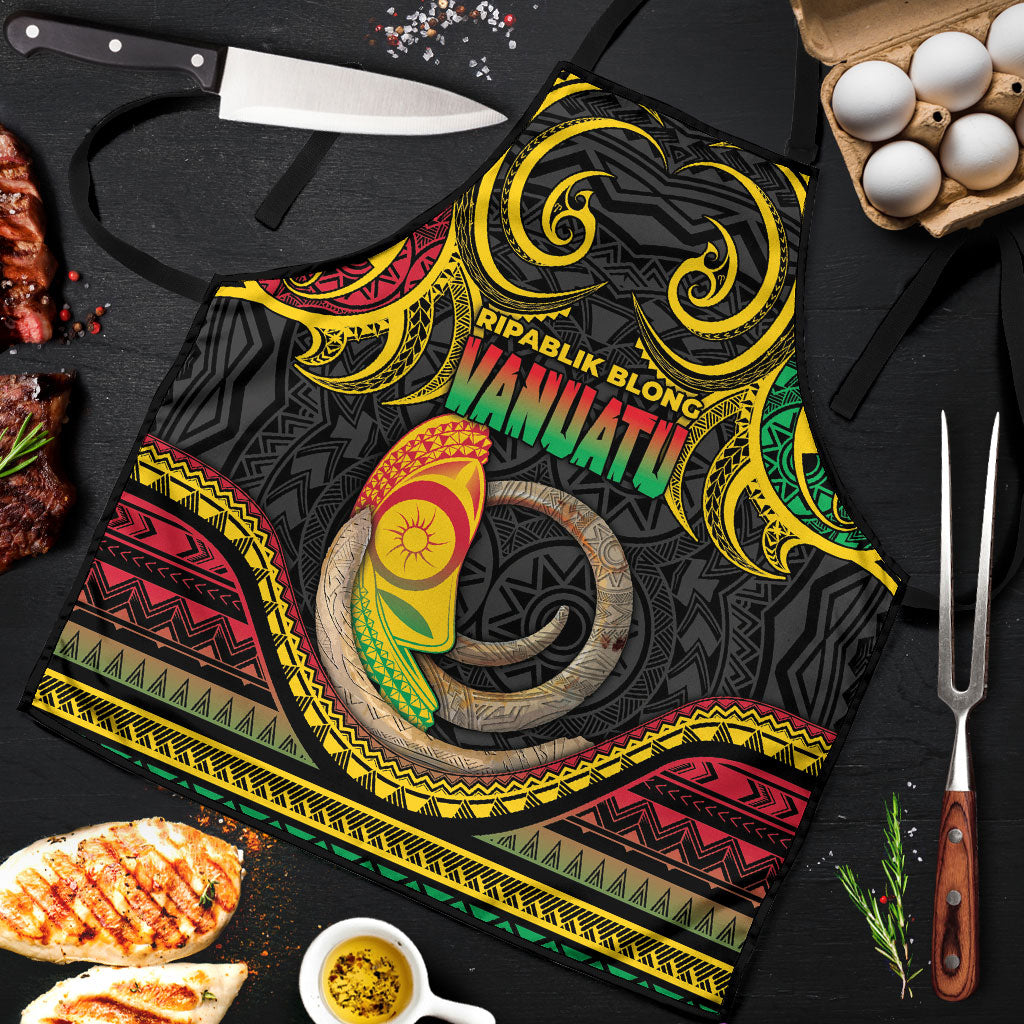 Vanuatu Language Week Apron Boar Tusk Warrior Tribal Floral Pattern