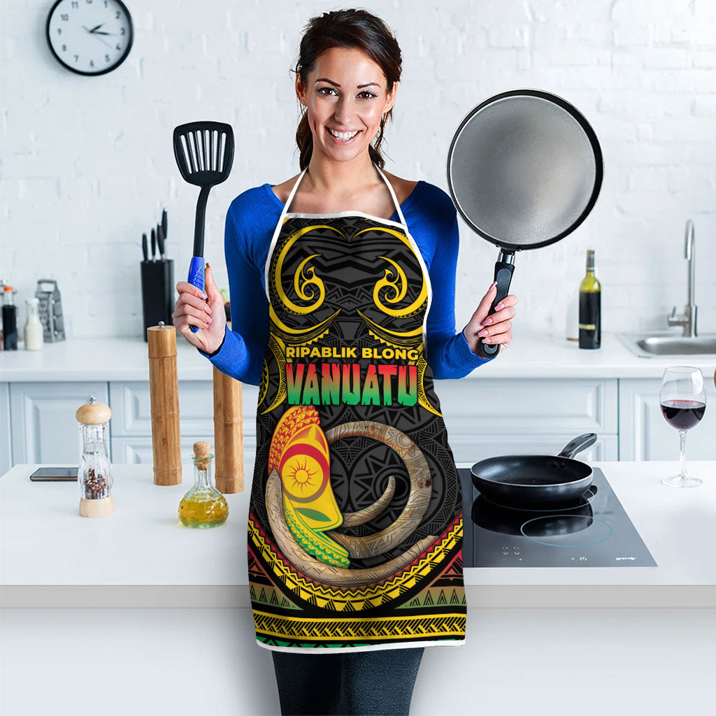 Vanuatu Language Week Apron Boar Tusk Warrior Tribal Floral Pattern
