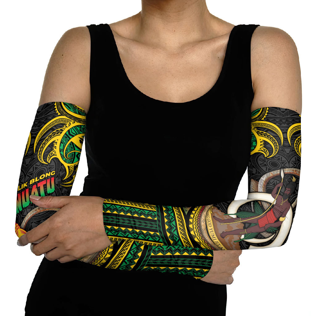 Vanuatu Language Week Arm Sleeves Boar Tusk Warrior Tribal Floral Pattern