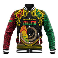 Vanuatu Language Week Baseball Jacket Boar Tusk Warrior Tribal Floral Pattern