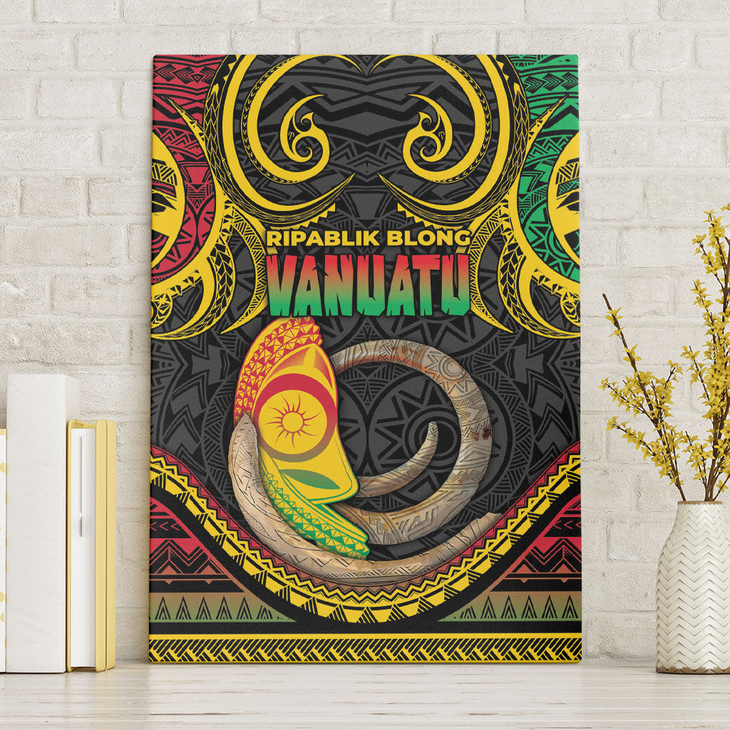Vanuatu Language Week Canvas Wall Art Boar Tusk Warrior Tribal Floral Pattern DT05 Without Frame Black - Polynesian Pride