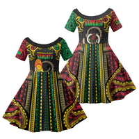 Vanuatu Language Week Family Matching Long Sleeve Bodycon Dress and Hawaiian Shirt Boar Tusk Warrior Tribal Floral Pattern