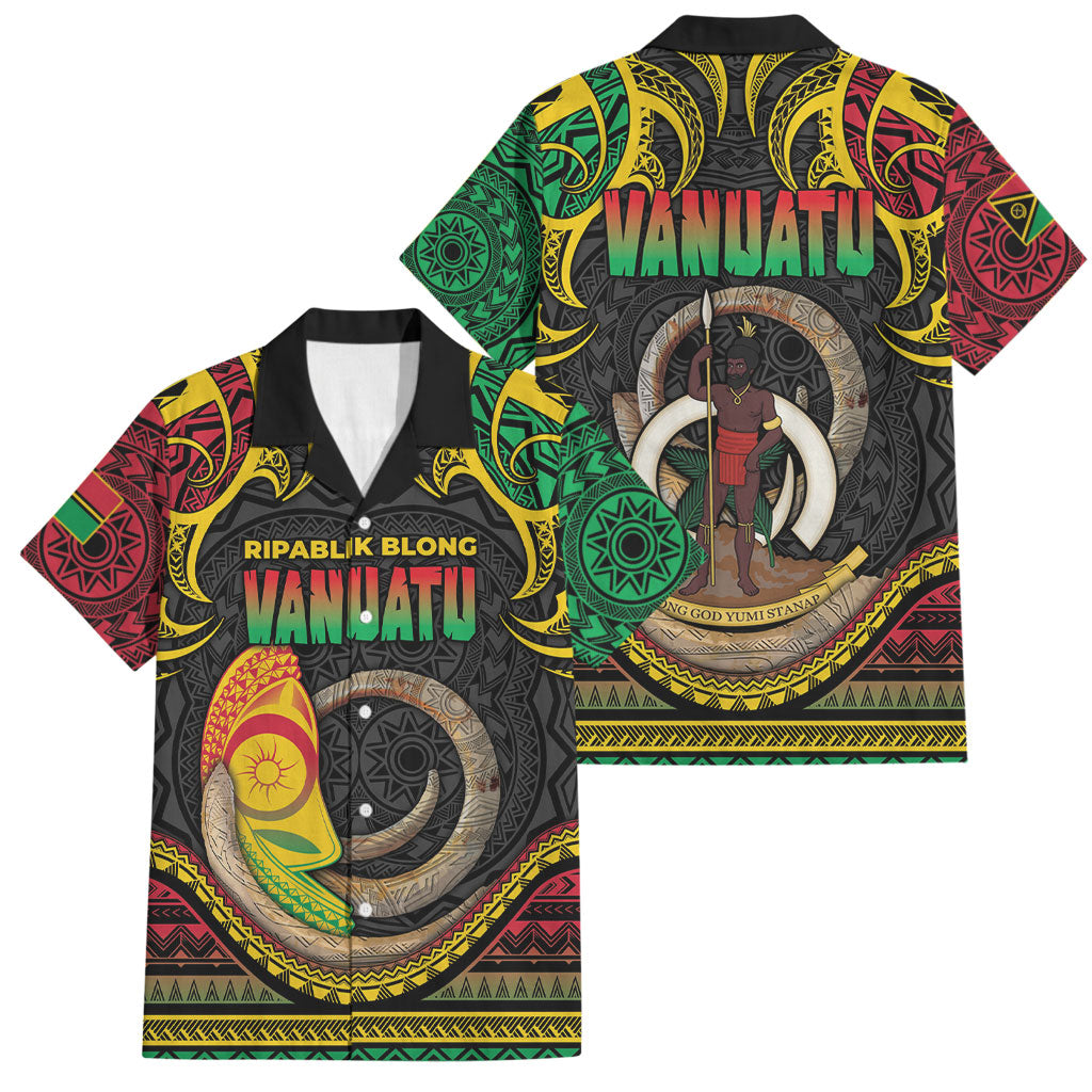 Vanuatu Language Week Family Matching Mermaid Dress and Hawaiian Shirt Boar Tusk Warrior Tribal Floral Pattern