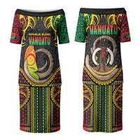 Vanuatu Language Week Family Matching Puletasi and Hawaiian Shirt Boar Tusk Warrior Tribal Floral Pattern