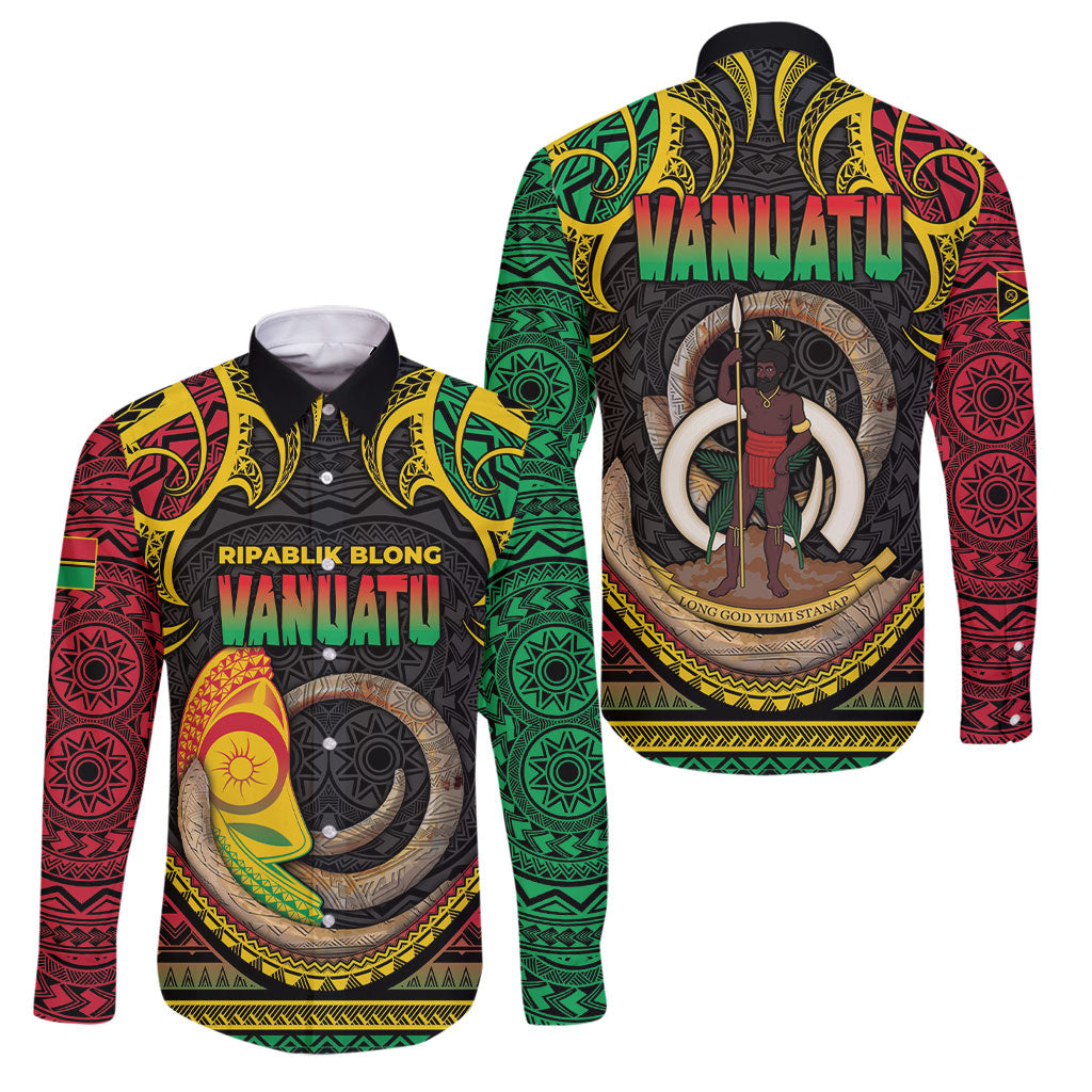 Vanuatu Language Week Family Matching Summer Maxi Dress and Hawaiian Shirt Boar Tusk Warrior Tribal Floral Pattern
